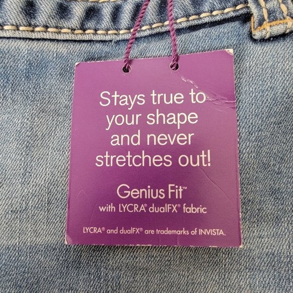 Lane Bryant Genius Fit Capri blue distressed Jean Pants Size 26 - Picture 11 of 13